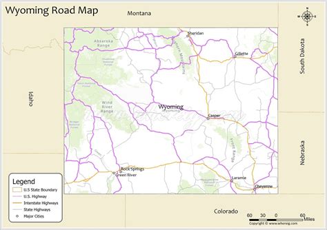 Wyoming Road Map Check Us And Interstate Highways State Routes Whereig