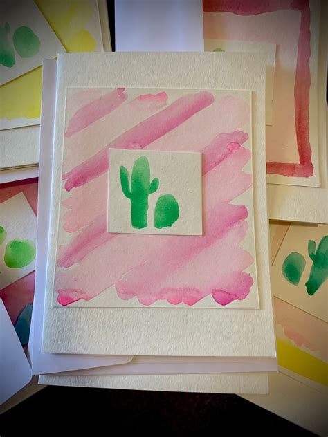 Ho Ho Saguaro Cactus Assorted Watercolor Greeting Cards Pack Etsy
