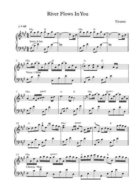 River Flows In You Yiruma Piano Sheet Music For Both Hands Music Sheet