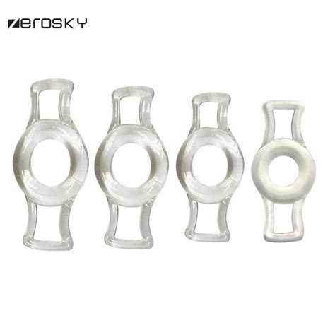 zerosky 4pcs lot silicone time delay penis ring male penis enlarge massage cock rings for adults