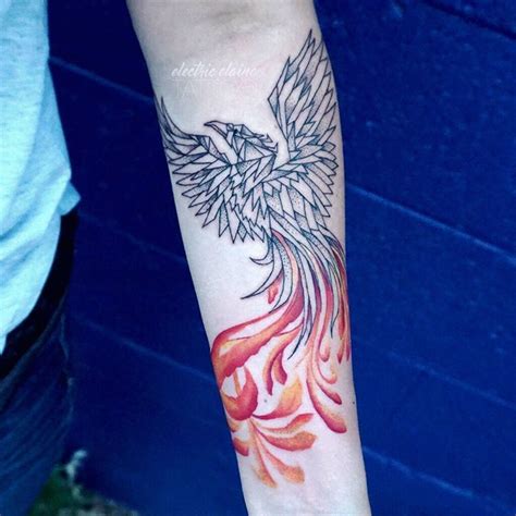 The term water color tattoos is simply the way they appear on your skin when they're done. Electric Elaine on Instagram: "Phoenix design 🔥 Love mixing black with color . #phoenix # ...