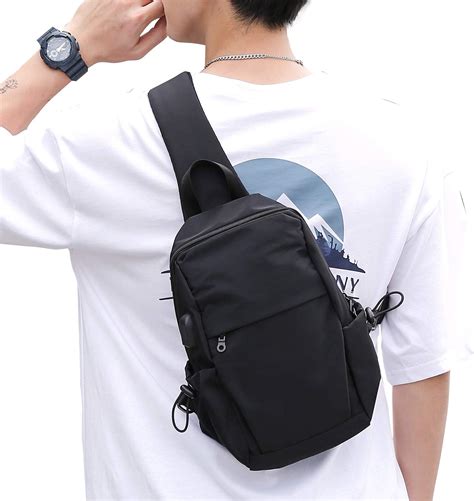 Small Black Sling Crossbody Backpack Shoulder Bag For Men Women Lightweight Waterproof One