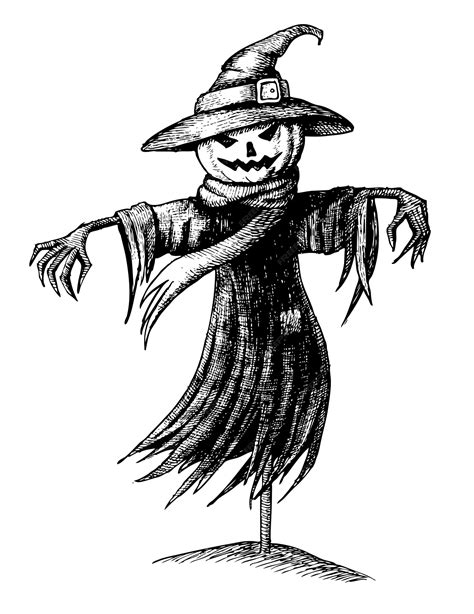 Premium Vector Halloween Scarecrow Drawing