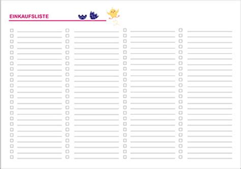 Blanko tabelle zum ausdrucken : Einkaufsliste / Einkaufszettel (Vorlagen zum Ausdrucken)