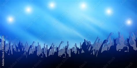 Concert Crowd Party Hand And Music Festival Abstract On Light Blue