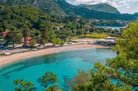 Beautiful Landscape With Sealagoon Mountains And Cliffs Beach And Houses Stock Photo Image