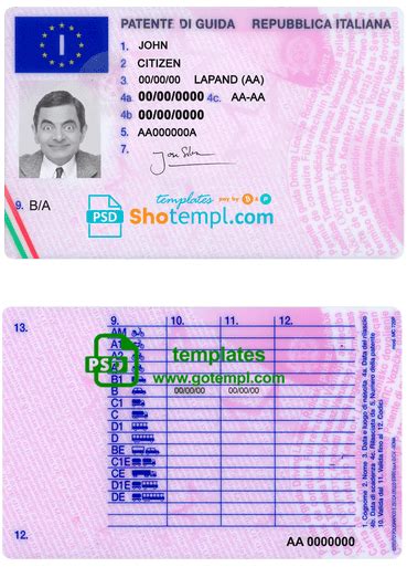 Italy Driving License Template In Psd Format Fully Editable