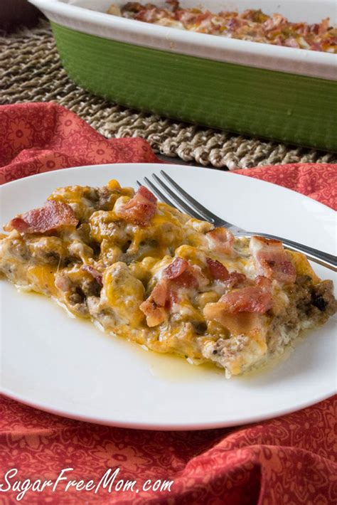 Freeze individual servings for a quick low carb lunch. Bacon Cheeseburger Cauliflower Casserole