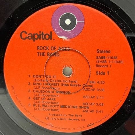 The Band Rock Of Ages The Band In Concert Lp Capitol Waxpend