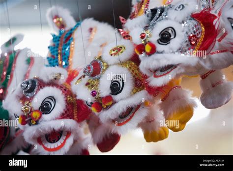 Close Up Of A Chinese Lion Puppet Hanging In A Store Stock Photo Alamy