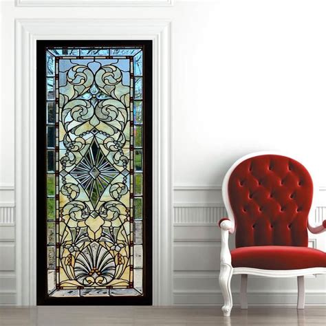 Door Wall Sticker Stained Glass With Bevels Self Adhesive Etsy