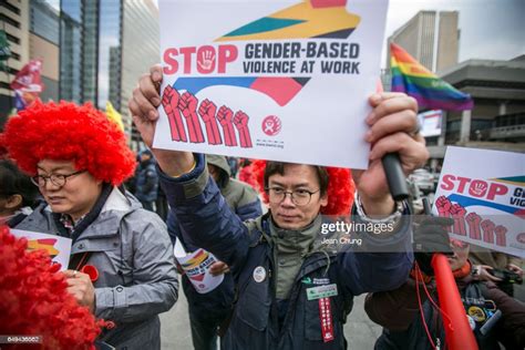 South Korean Men And Women Protest Against Gender Inequality And