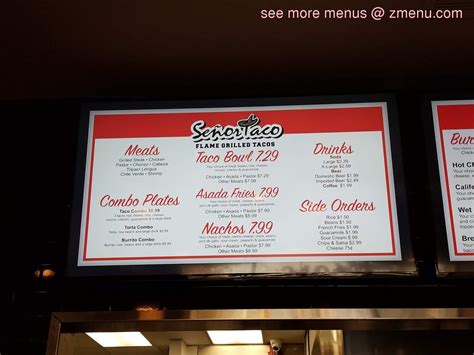 Online Menu Of Senor Taco Flame Grilled Tacos Restaurant Bakersfield