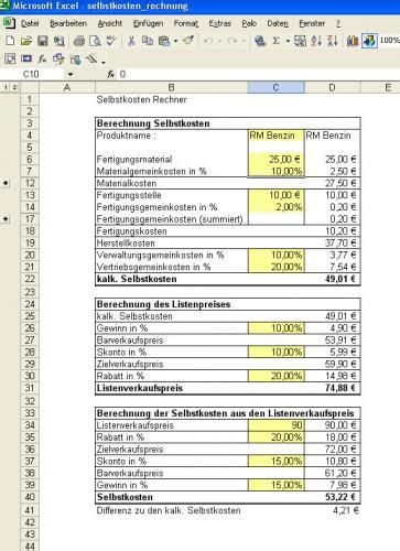 Home » unlabelled kalkulationsschema vorlage : kostenloses Excel-Tool: Selbstkostenkalkulation ...