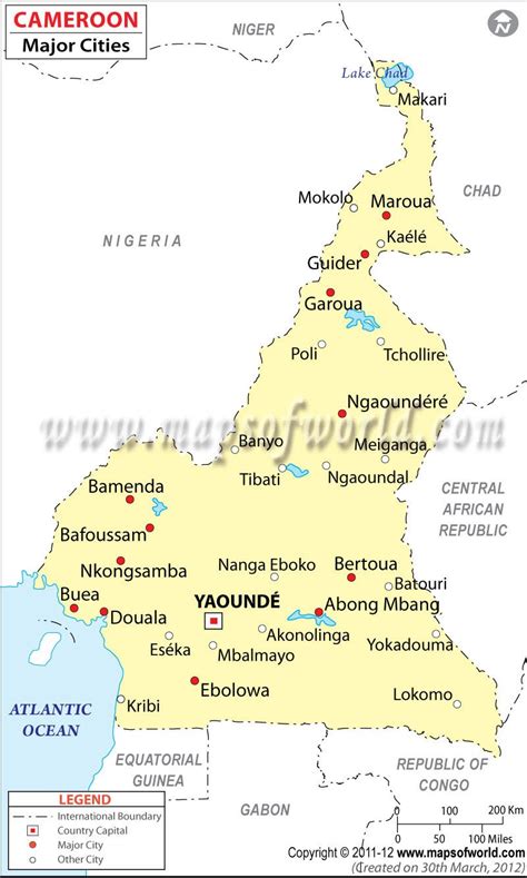 Cameroon Cities Map Major Cities In Cameroon