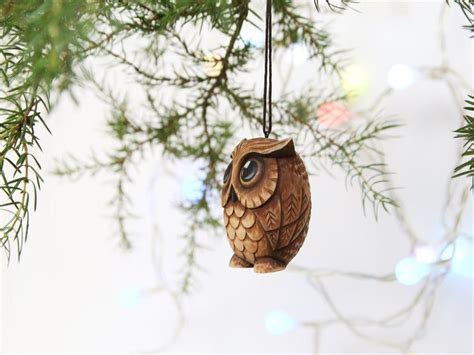 Carved Owl Ornament Owl Lover T Christmas Ornaments Wood Etsy