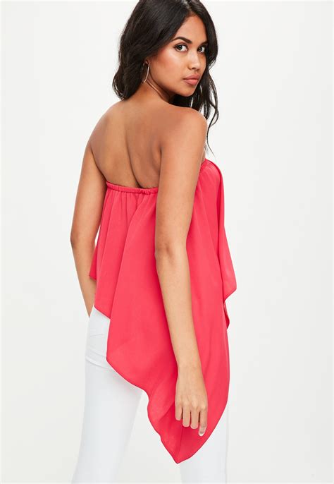 Lyst Missguided Hot Pink Asymmetric Bandeau Top In Pink