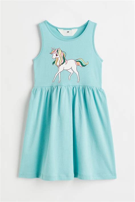 Pattern Jersey Dress Light Turquoiseunicorn Kids Handm Au