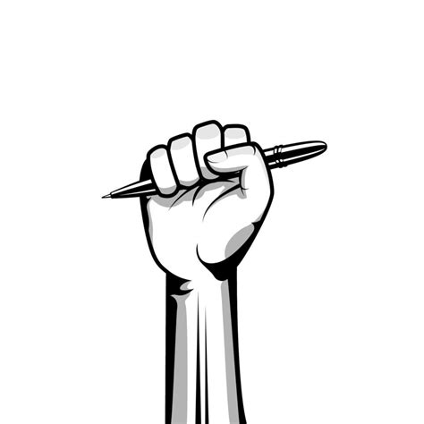 Hand Holding Pencil Vector Illustration Raised Fist Hand Holding A