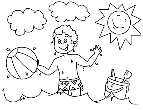 boy playing   beach ball coloring page  print  coloring pages