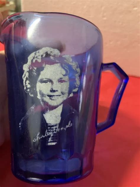 Vintage Shirley Temple Cobalt Blue Glass Creamer Pitcher Hazel Atlas