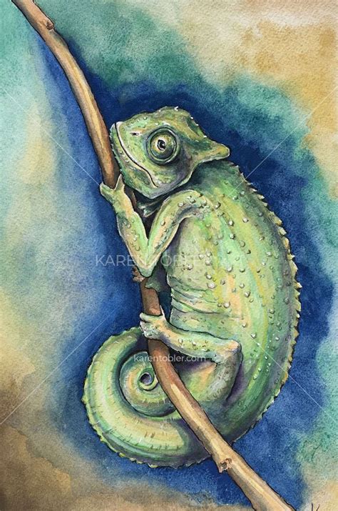 Chameleon Karen Tobler Watercolor Artist