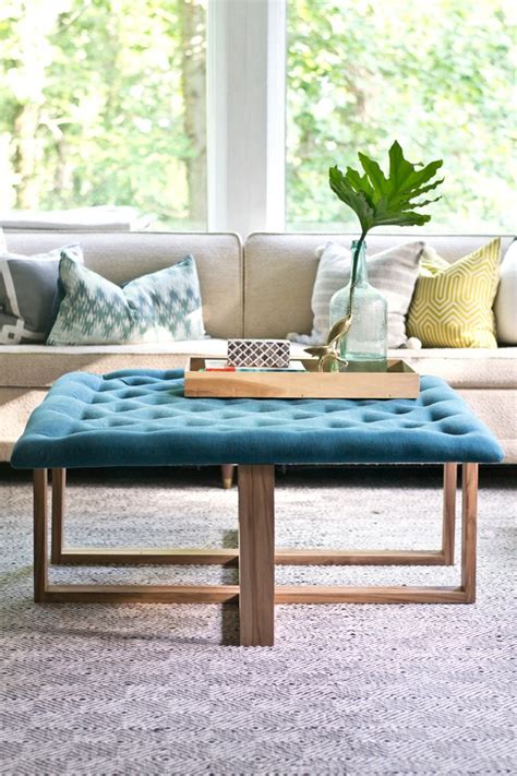 Leather tufted ottoman, which provide you a space for your foot rest. How to Build a Tufted Ottoman Coffee Table | eHow