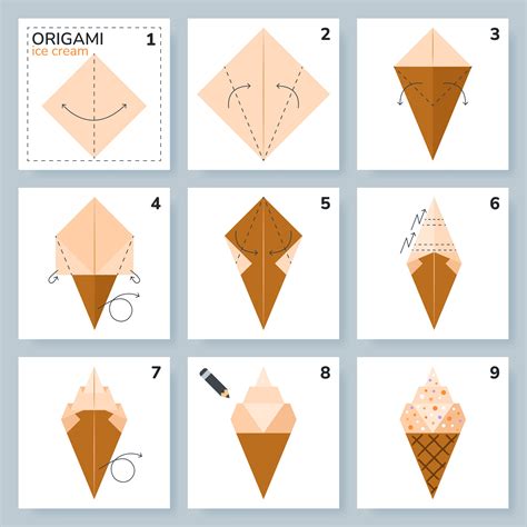 Ice Cream Origami Scheme Tutorial Moving Model Origami For Kids Step