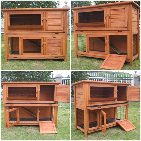 4ft Large Double Rabbit Hutch Guinea Pig Run Deluxe Pet Hutches