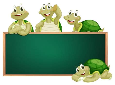 Blackboard With Turtles On The Frame 446475 Vector Art At Vecteezy