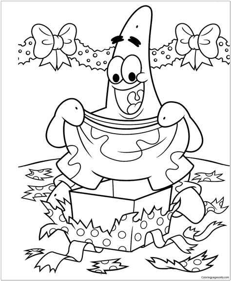 Spongebob And Patrick Christmas Coloring Page Free Printable Coloring