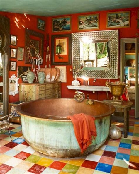 36 Lovely Bohemian Style Bathroom Decorating Ideas In 2020 Bohemian