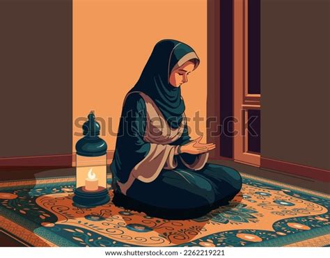 Young Muslim Woman Character Offering Namaz Stock Vector Royalty Free