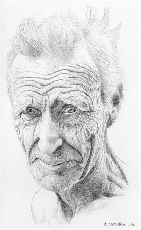Old Man By Deviantferrick Portrait Drawing Old Man Portrait
