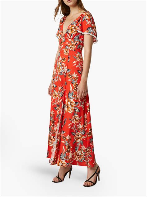 French Connection Claribel Floral Print Maxi Dress Poppy Redmulti