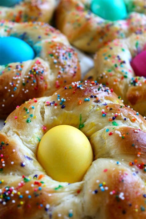 In the middle of each bread ring, gently place an easter egg, making an indentation with the egg. The Cultural Dish: Recipe: Italian Easter Egg Bread ...