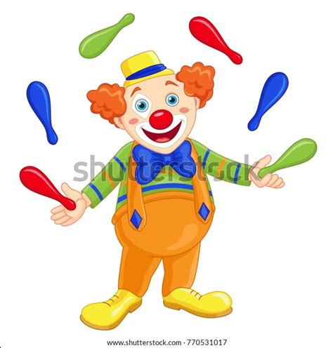 Illustration Cute Funny Juggling Clown Stock Vector Royalty Free