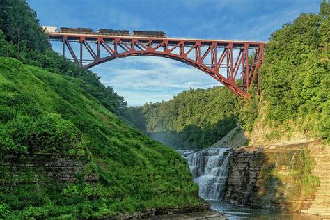 Train Crossing The Arch Bridge At Letchworth State Park Photograph by ...