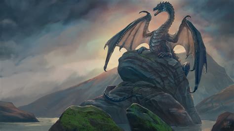 Dragon Sitting On A Rock Wallpapers And Images Wallpapers Pictures