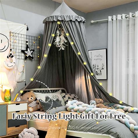 Hommi Lovvi Bed Canopy For Girls Dreamy Frills Ceiling Hanging