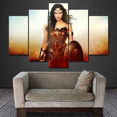 5 Pieces Dc Comics Movie Modular Picture Wonder Woman Poster Canvas