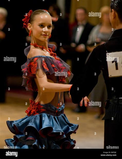 Young Dancers Posing Ballroom Dance Competition Saint Petersburg Cup