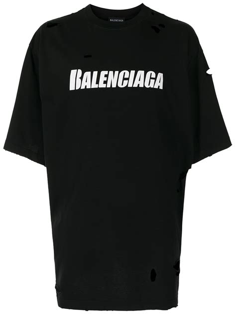Balenciaga Ripped Logo Print T Shirt Farfetch
