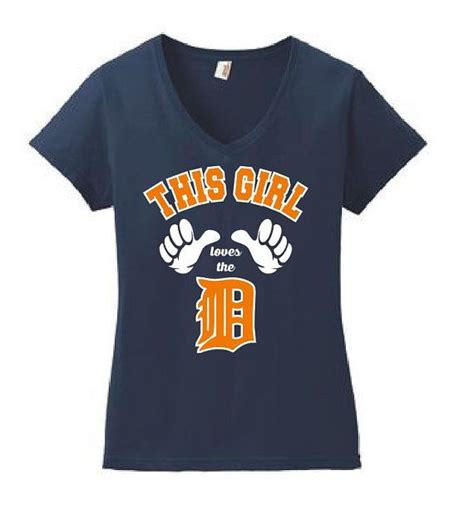 This Girl Loves The D Detroit Shirt Tigers Vneck Tshirt Old English D Tiger Fan Funny Baseball