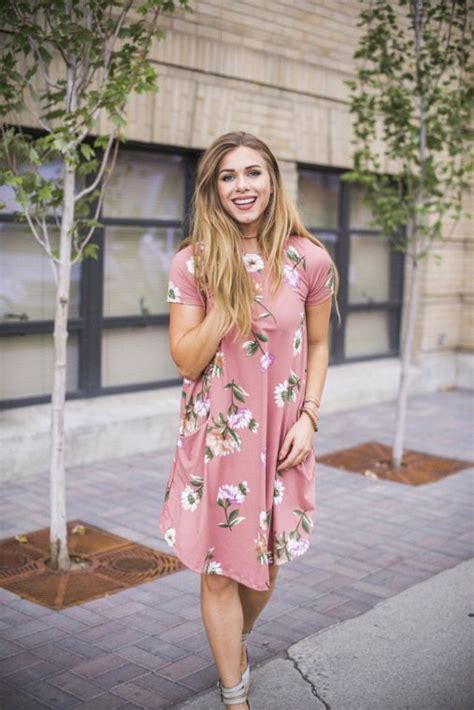 Blush Floral April Dress Denim And Navy Fashion Modest Clothing For