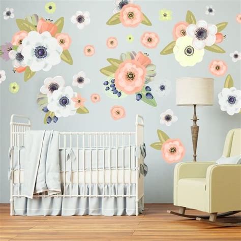 Flower Wall Decals Printed On Peel And Stick Removable