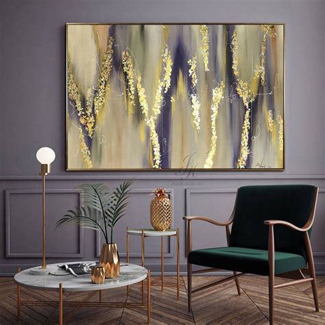 Large Abstract Oil Painting Gold Leaf Abstract Wall Art Gold Etsy