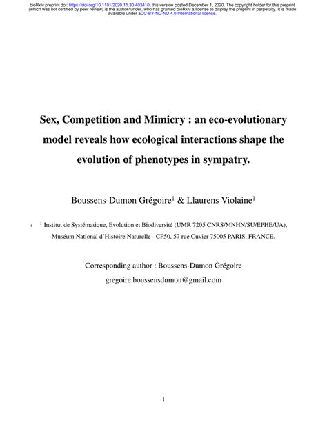Pdf Petition And Mimicry An Eco Evolutionary Model Reveals