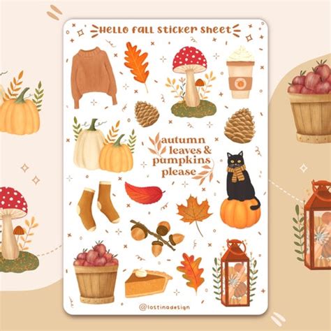 Pumpkin Fall Sticker Sheet Halloween Pumpkin Stickers Etsy