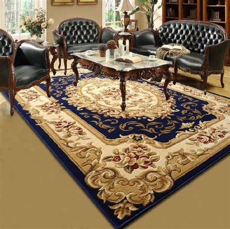 Elegant European Style Hand Carved Wool Texture Carpet For